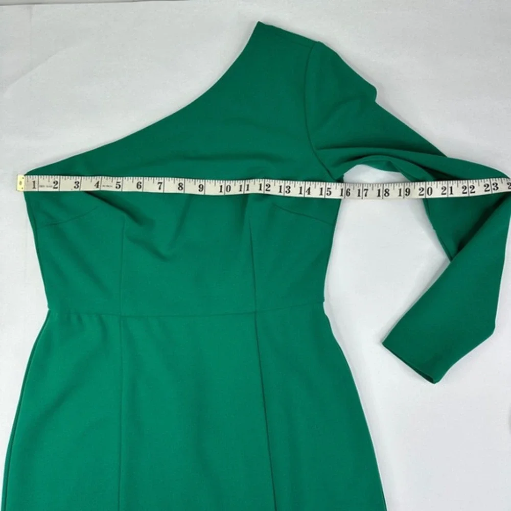 Donna‎ Morgan One Shoulder Midi Emerald Green Front Slit Party Dress Size 2